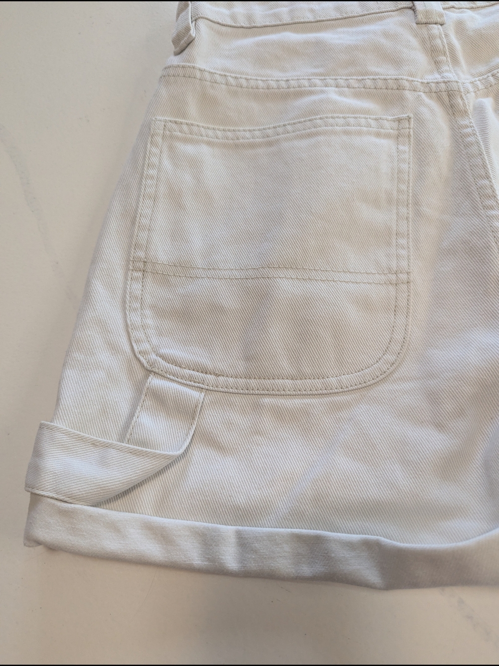 Cotton On Off-White Carpenter Denim Shorts High Rise Size 4 US / 8 AU - Picture 13 of 14